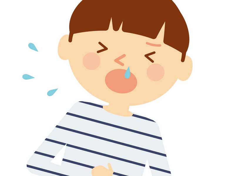 くしゃみと鼻水が出てる子供のイラスト