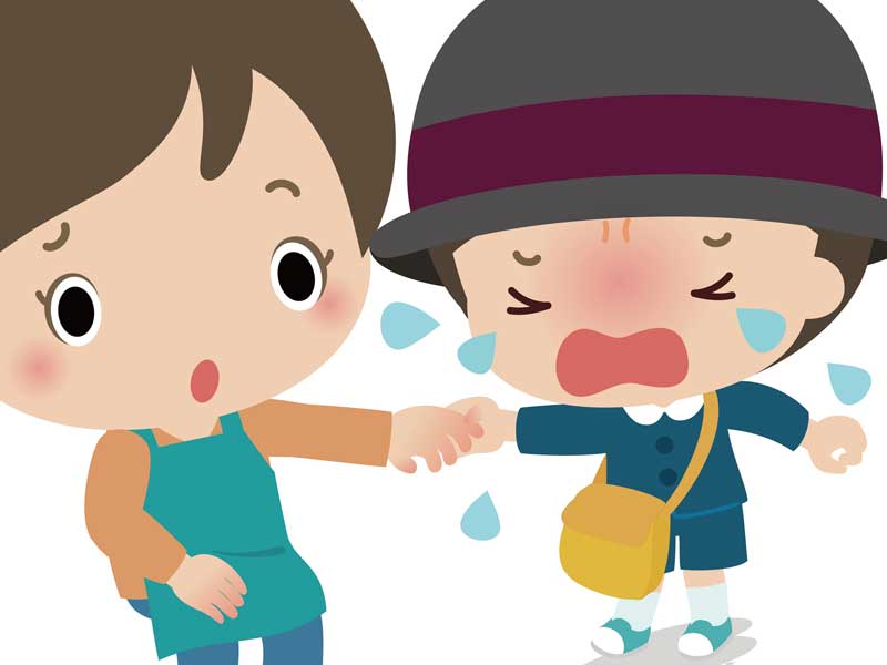 登園中に泣いている子供のイラスト