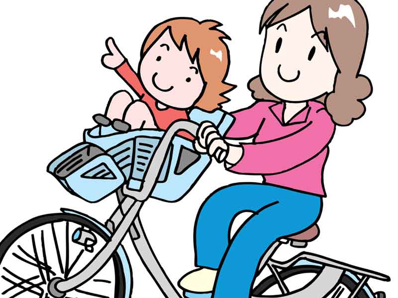 前乗せタイプの子供乗せ自転車のイラスト