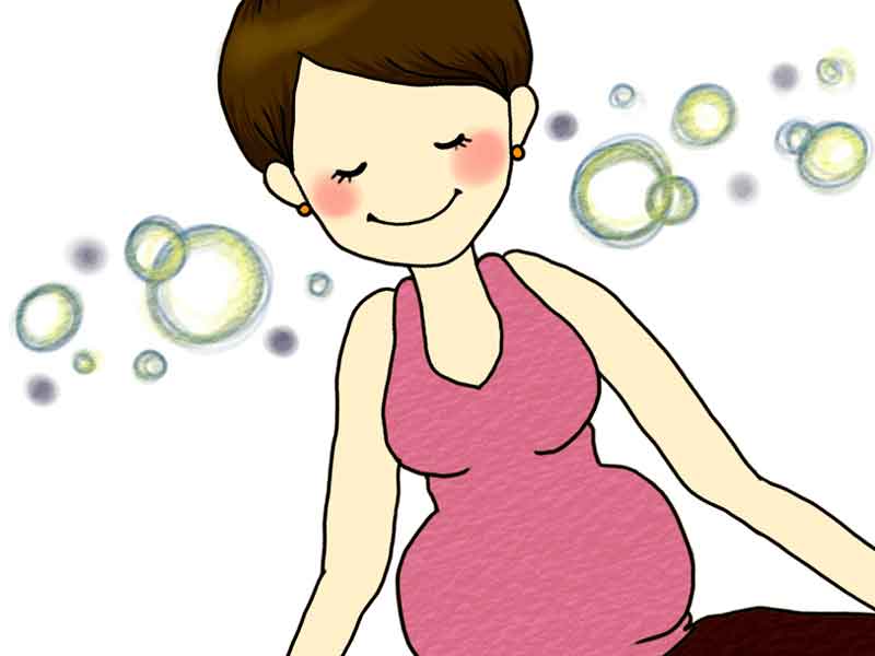 呼吸法を学んでいる妊婦さんのイラスト