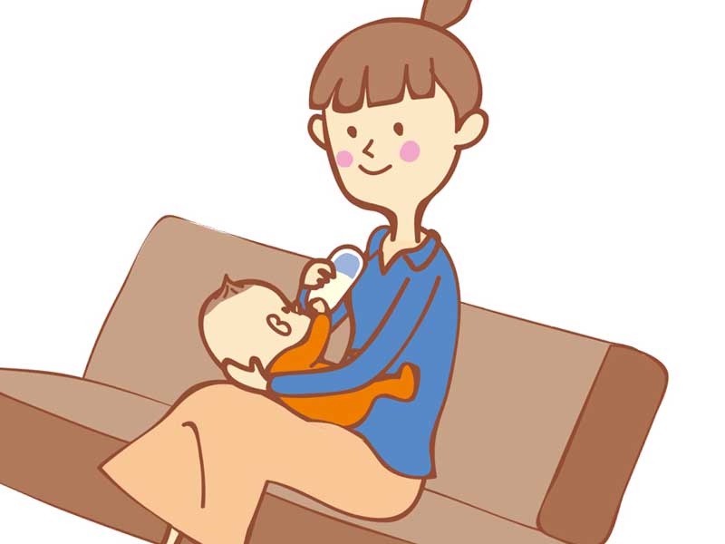 赤ちゃんの授乳をしているお母さんのイラスト