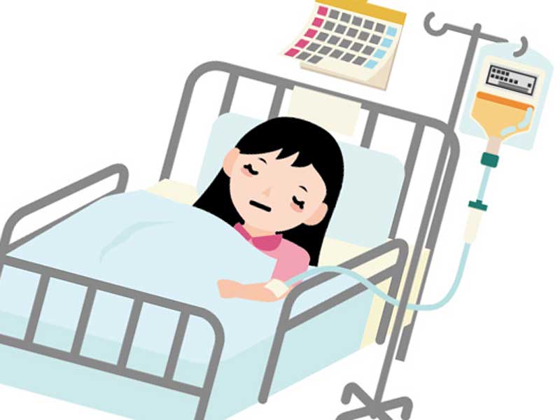 点滴をしている妊婦さんのイラスト