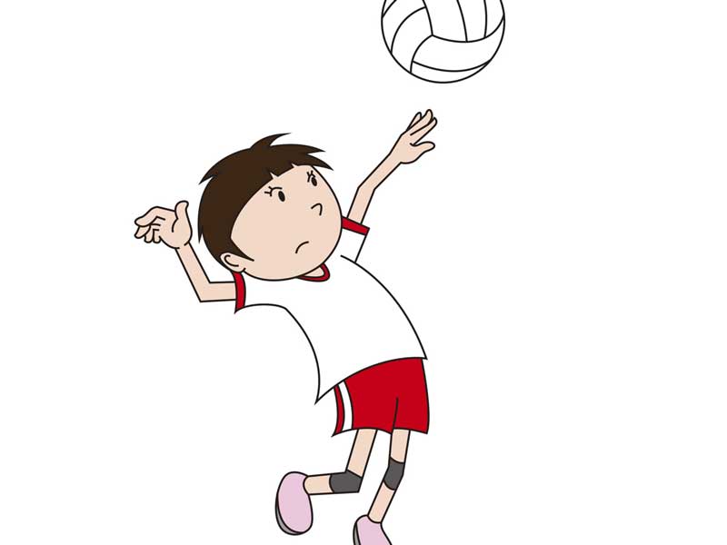 バレーボールをしている子供のイラスト