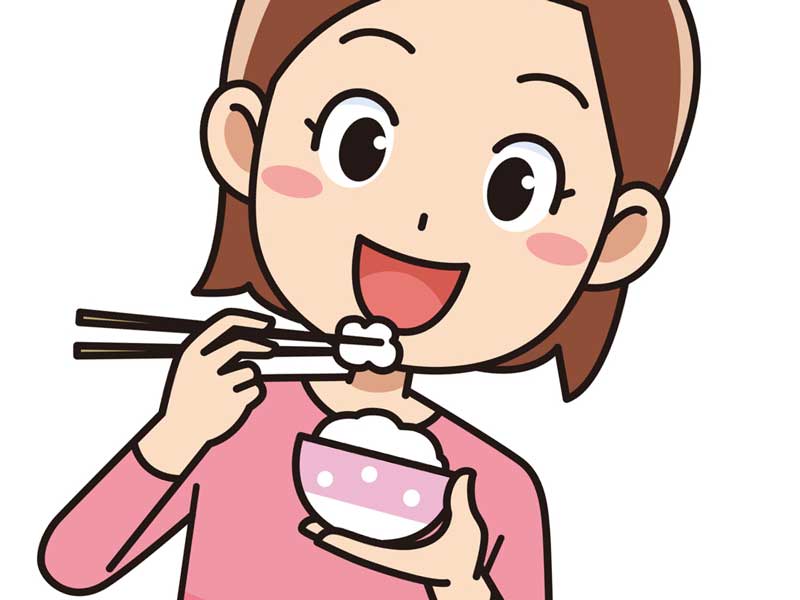 食事をしている妊婦さんのイラスト