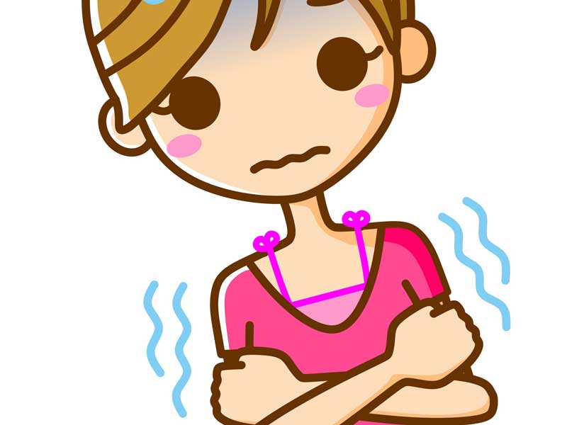 体が冷えているママのイラスト