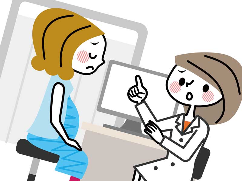 健診を受けている妊婦さんのイラスト