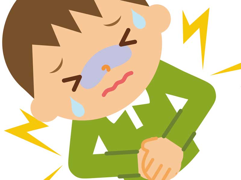 腹痛の子供のイラスト