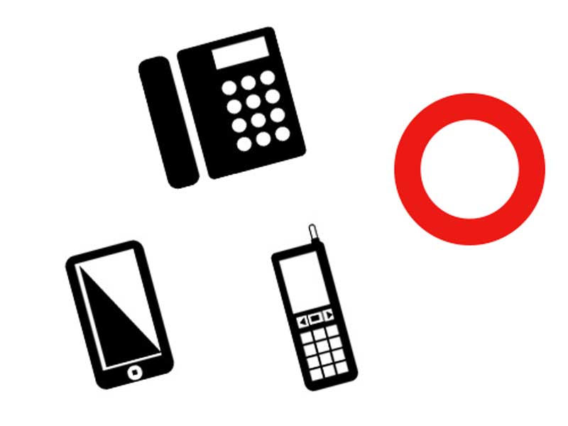 固定電話、スマホと携帯電話のイラスト