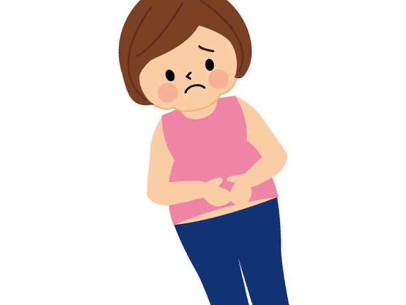 お腹の贅肉を気にしているお母さんのイラスト