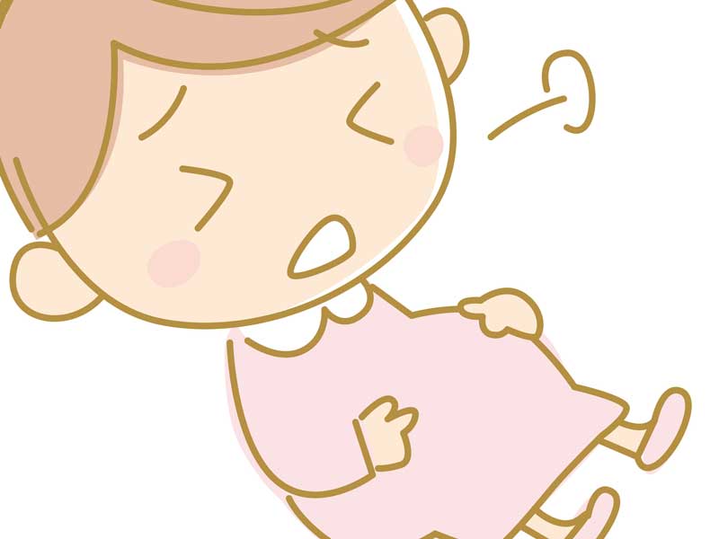 陣痛でお腹をおさえている妊婦さんのイラスト