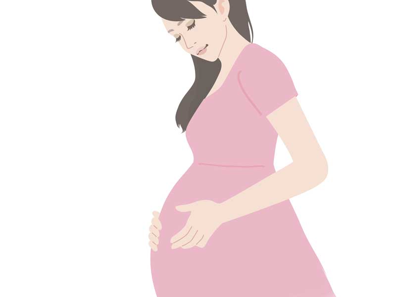 双子の妊娠をしているお母さんのイラスト