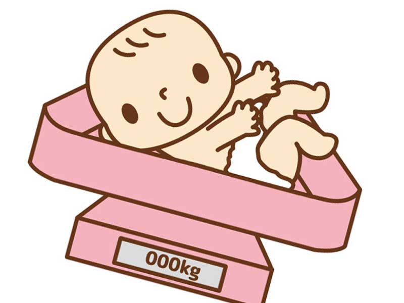 体重計に乗ってる赤ちゃんのイラスト