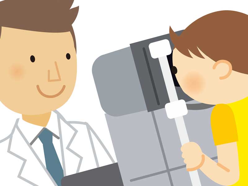 視力検査をしている子供のイラスト