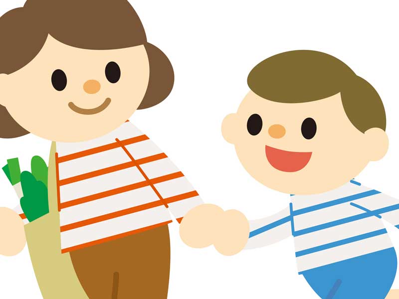 会話をしている親子のイラスト