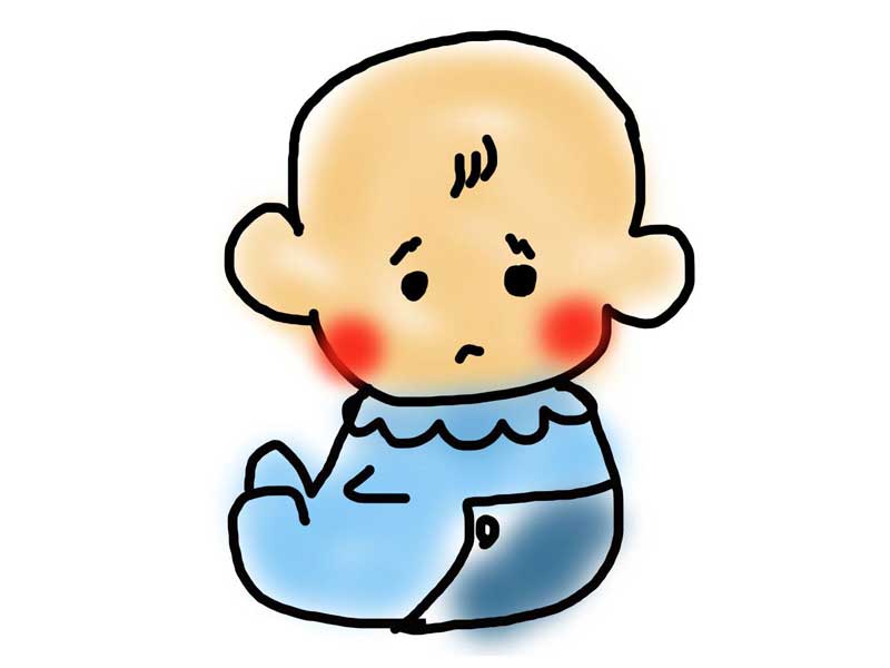 熱のある赤ちゃんのイラスト