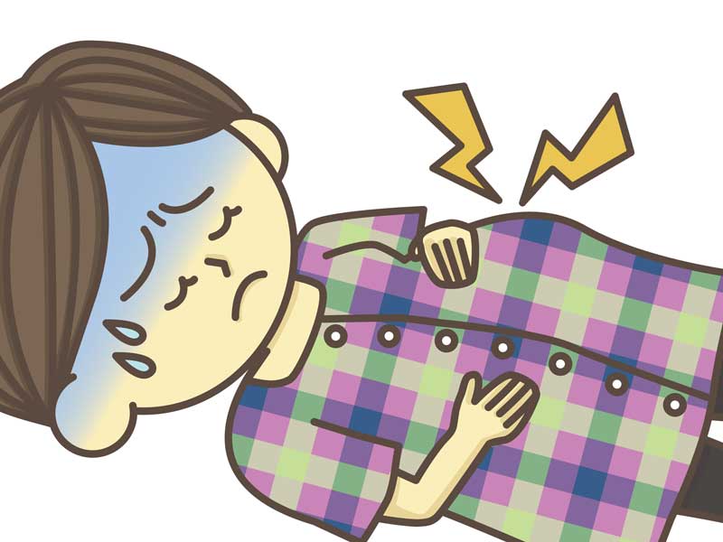 陣痛が激しい妊婦さんのイラスト