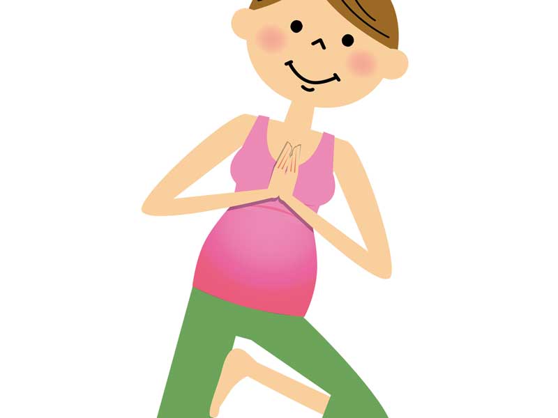 ヨガをしている妊婦さんのイラスト
