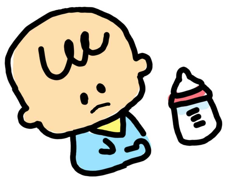 ミルクと赤ちゃんのイラスト