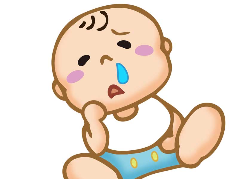 風邪を引いた赤ちゃんのイラスト