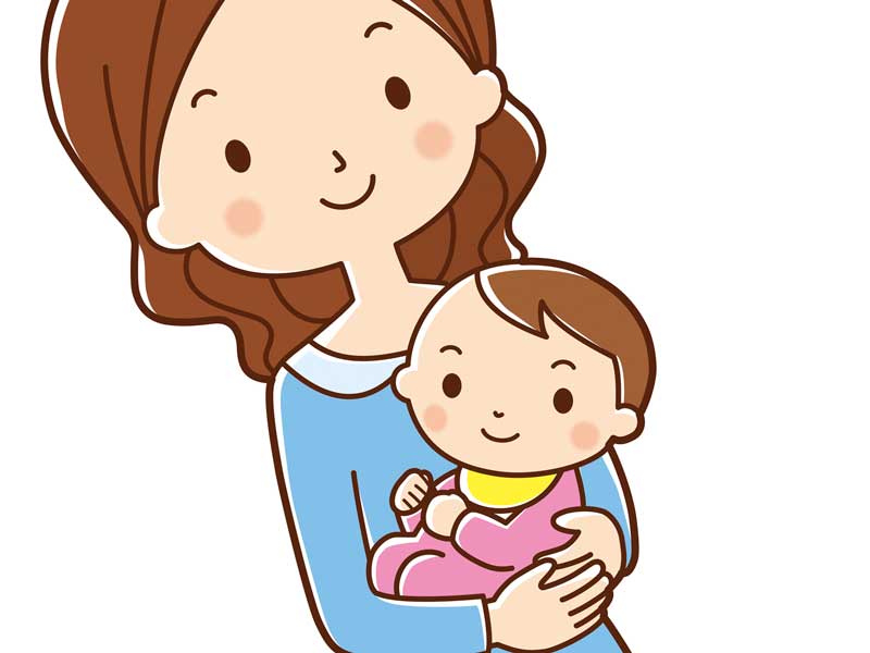 赤ちゃんを抱っこするママのイラスト