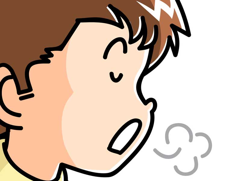 咳払いする子供のイラスト