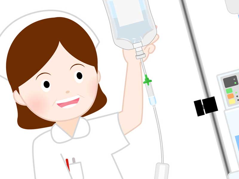 点滴薬と看護婦のイラスト