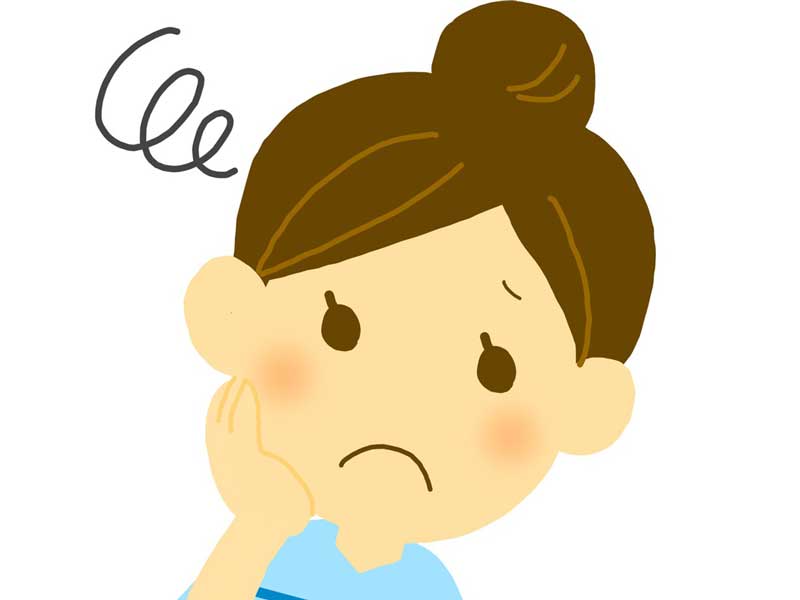 悩んでいるお母さんのイラスト