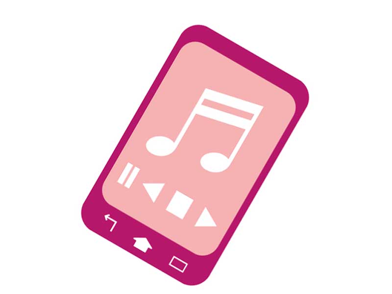 音楽をかけるスマホ