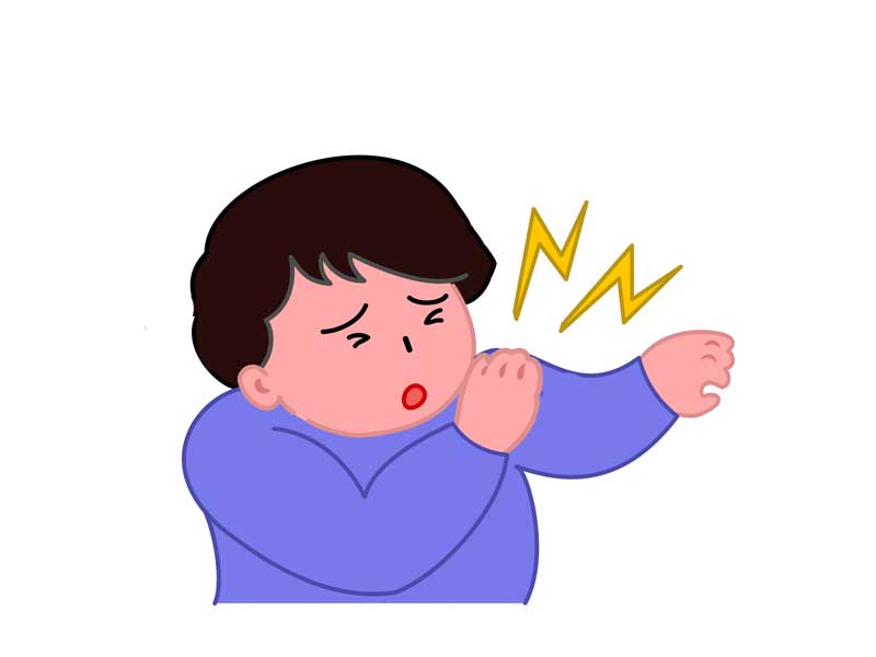 腕を痛がる子供のイラスト