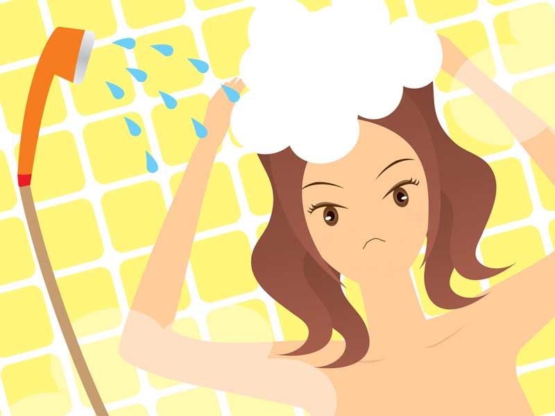 シャワーを浴びる妊婦さんのイラスト