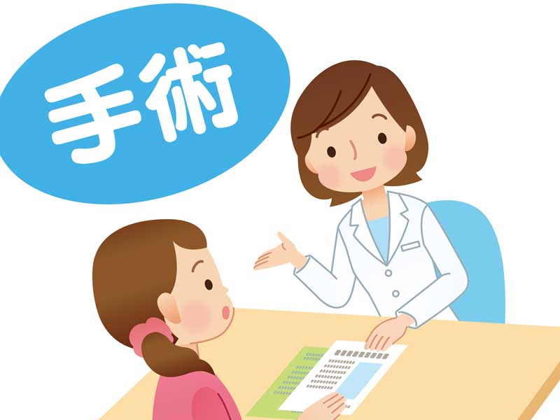 医師と手術の相談をする女性のイラスト