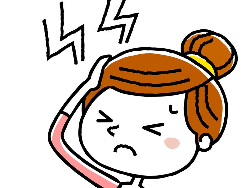 頭痛で頭をおさえている妊婦さんのイラスト