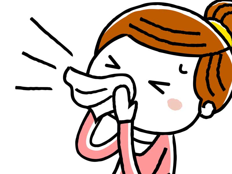 くしゃみをしているお母さんのイラスト