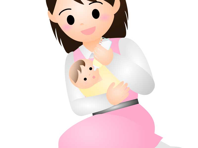 赤ちゃんに授乳をしているママのイラスト