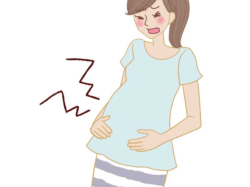 前駆陣痛が起こっている妊婦さんのイラスト