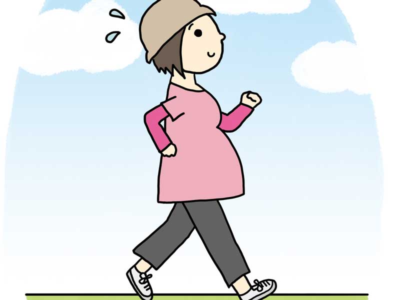 ウォーキングをしている妊婦さんのイラスト