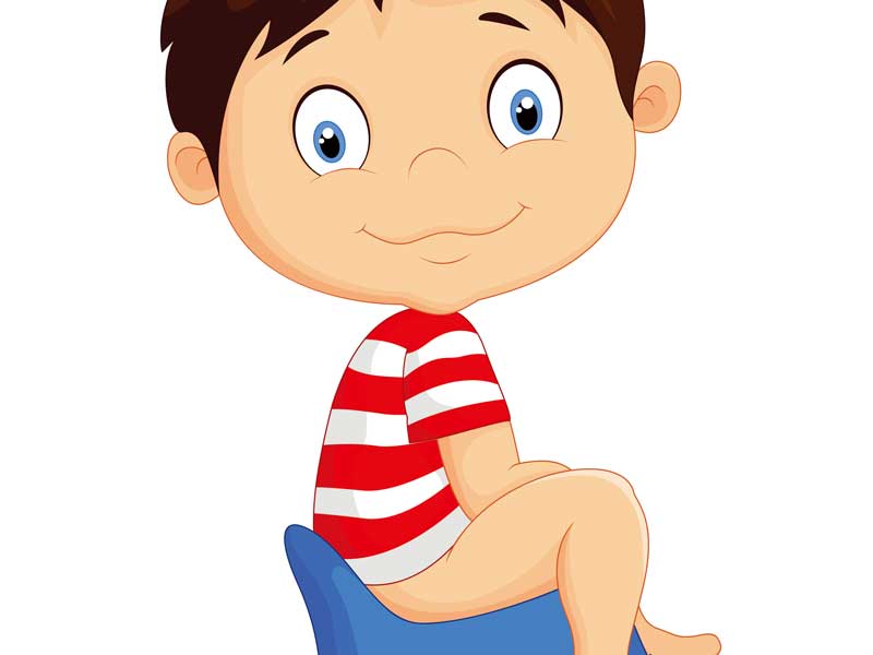 トイレトレーニングをしている男の子のイラスト