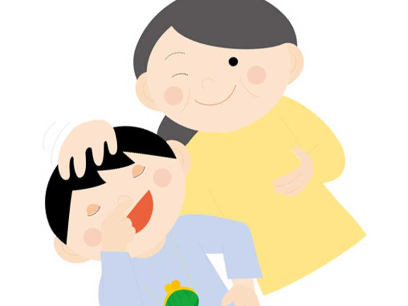 子供を褒めるお母さんのイラスト