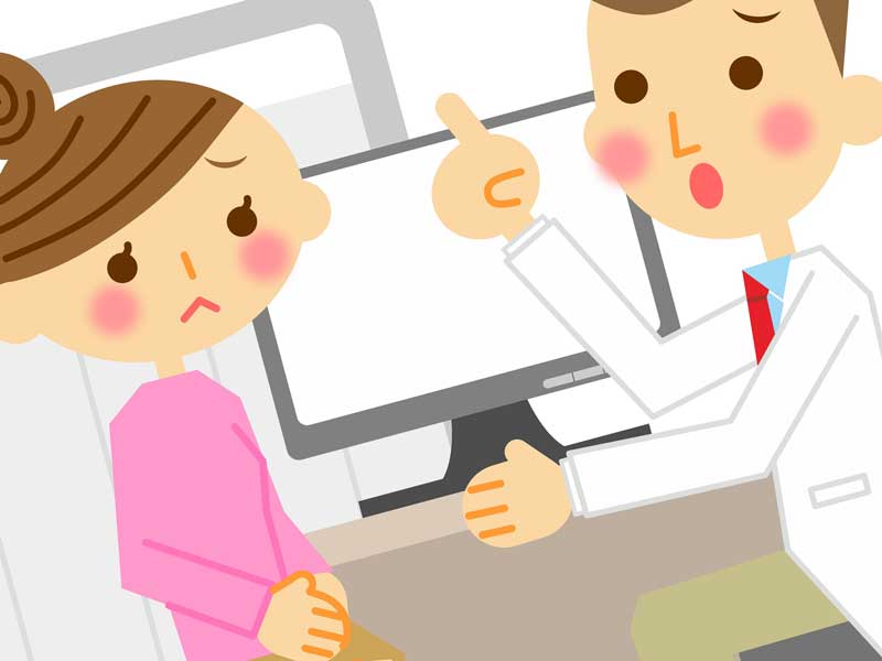 婦人科を受診している女性のイラスト