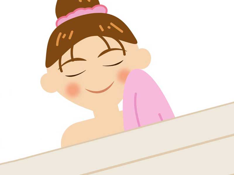 お風呂に入っている女性のイラスト