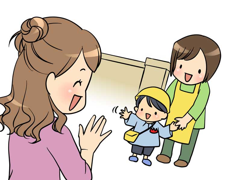保育園の送迎をしている妊婦さんのイラスト