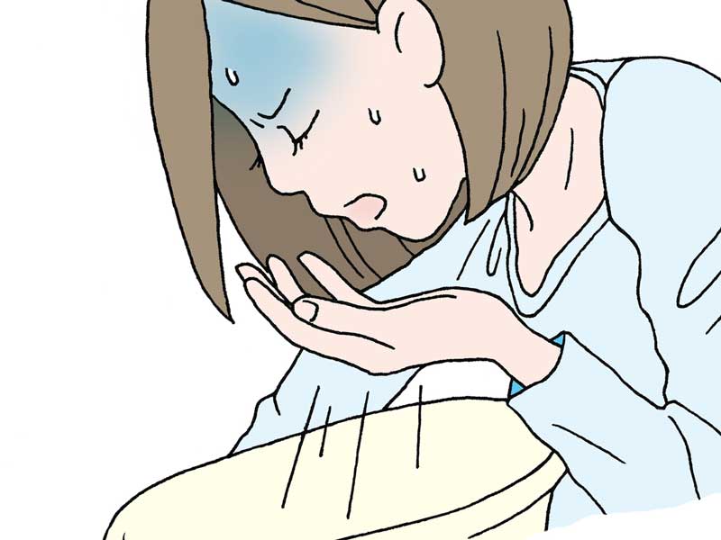 嘔吐症状が出た風邪を引いたままのイラスト