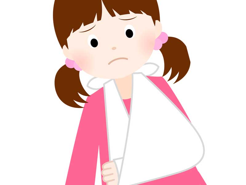 骨折をした女の子のイラスト