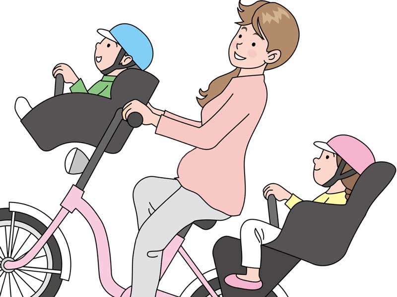 保育園の送迎をしている妊婦さんのイラスト