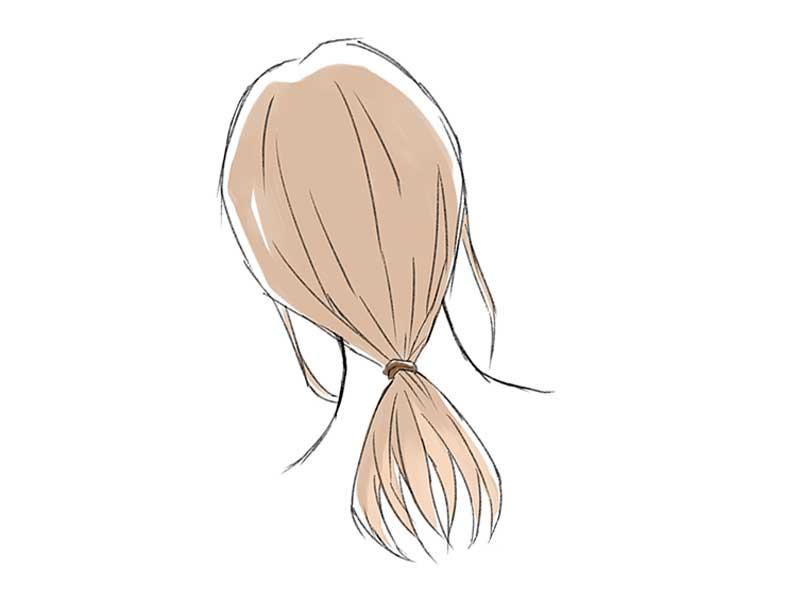 後ろで髪を結ぶイラスト