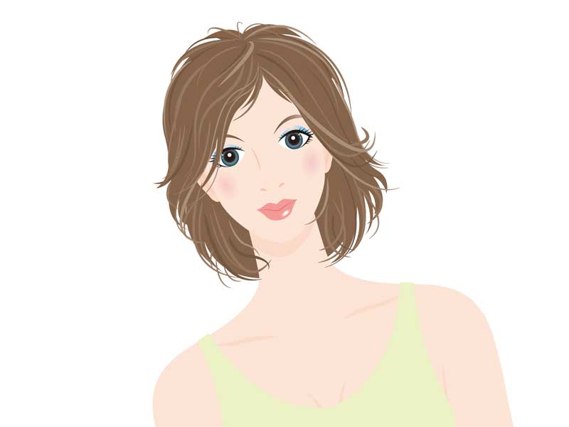 中途半端な長さの髪の毛の女性のイラスト