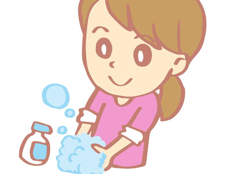 手を洗っている妊婦さんのイラスト