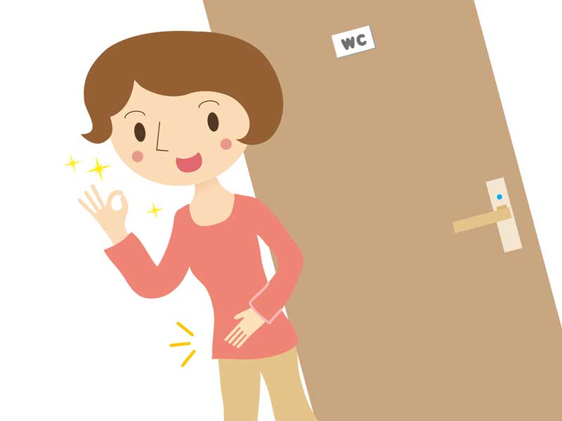 トイレ後のすっきりしたお母さんのイラスト