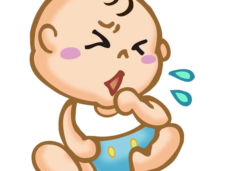 咳をしている赤ちゃんのイラスト