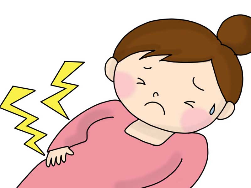 苦しんでいる妊婦さんのイラスト